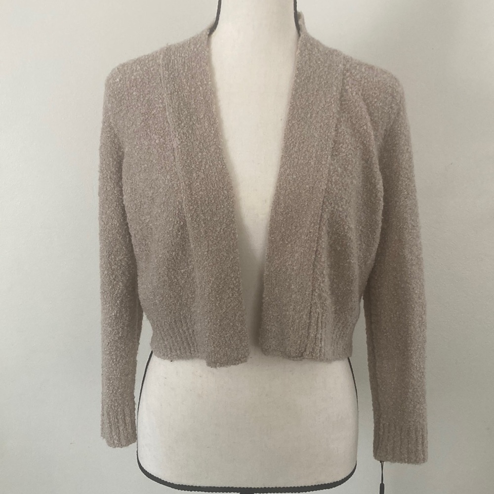 Calvin Klein NWT textured neutral cropped cardigan women small 13%wool